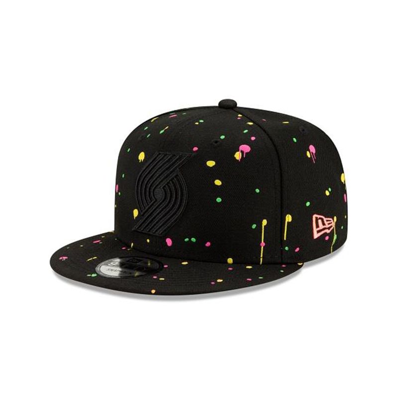 NBA Portland Trail Blazers Neon Splatter 9Fifty Snapback (RZU6960) - Black New Era Caps